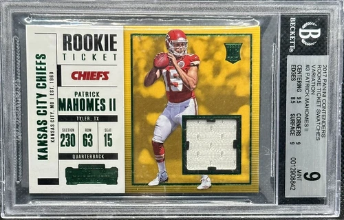 2017 Contenders Patrick Mahomes Variation Rookie Ticket Swatches #3 BGS 9 Mint