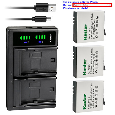 Kastar Battery LTD2 USB Charger for Xiaomi YI AZ16-1 AZ16-2 Yi 4K Action Camera
