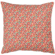 Heritage Garden Floral Print Cushion Cover. Poppy Red & Primrose Orange. 17x17"