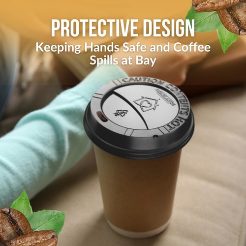 Pack Of 600, Black Disposable Coffee Cup Lids, Coffee Cup Lids 10 oz 12 oz 16... - Picture 3 of 6