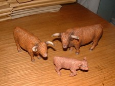 Schleich Scottish Highland Cattle Family : Cow, Bull and Calf - Retired Models