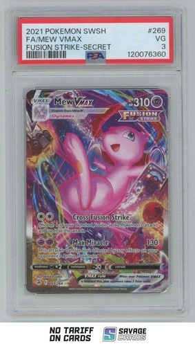 2021 Pokemon Sword & Shield - Fusion Strike Full Art Secret Mew VMAX PSA 3
