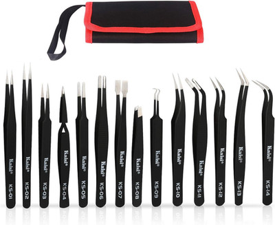 Kaisi 14 PCS Precision Tweezers Set, ESD Tweezer Set, Anti-Static Stainless Stee