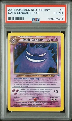 2002 POKEMON NEO DESTINY #6 DARK GENGAR-HOLO PSA 6