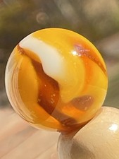 Vintage CAC Christensen Agate Swirl Shooter Marble .97 Gorgeous Orange Swirl