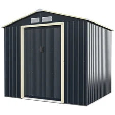 7' x 6' Outdoor Tool Storage Shed Large Utility Storage House w/ Sliding Door