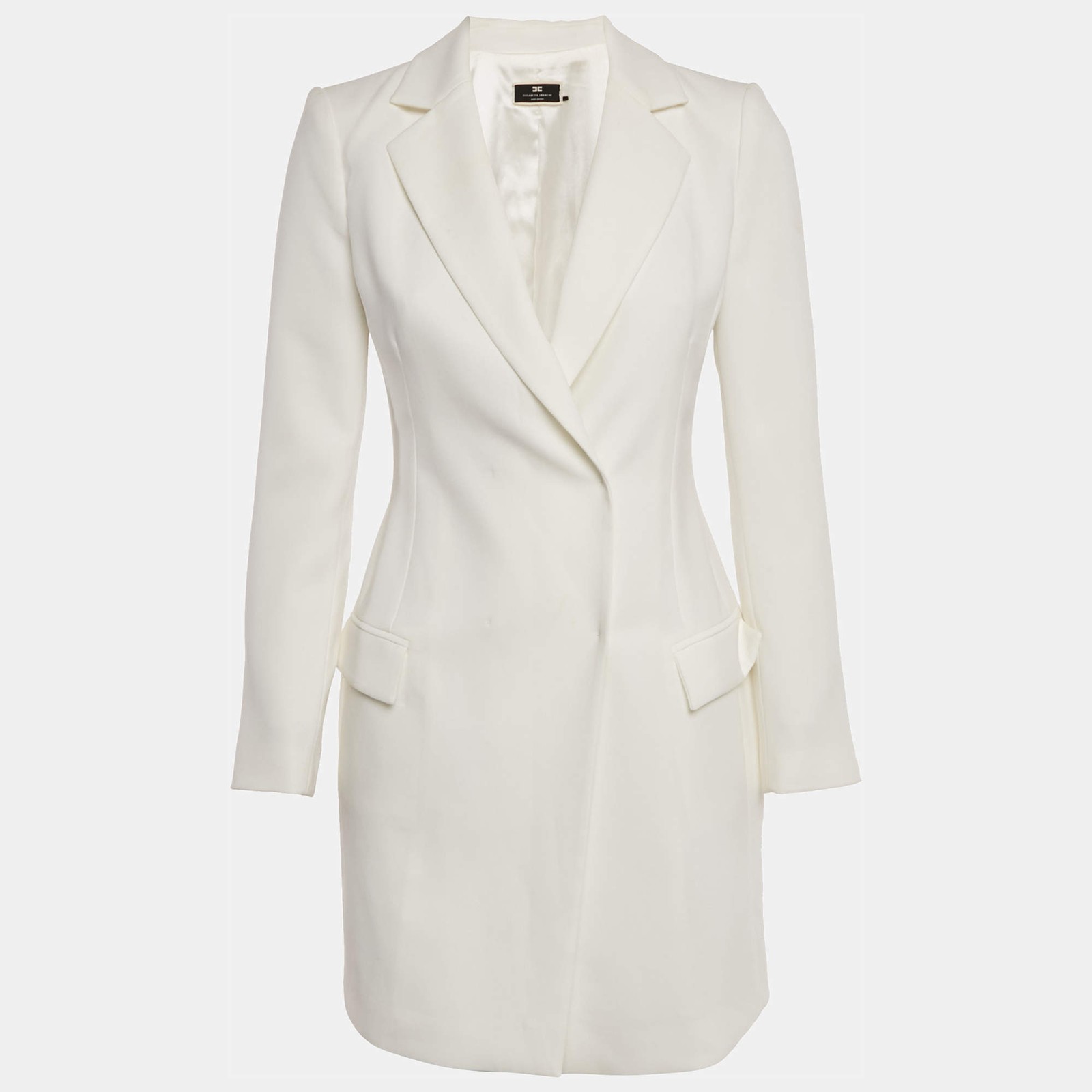 Elisabetta Franchi White Crepe Double Breasted Mini Dress S