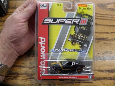 NEW Auto World SC413-1BLK Super III 1970 Ford Mustang (Black) HO Scale Slot Car