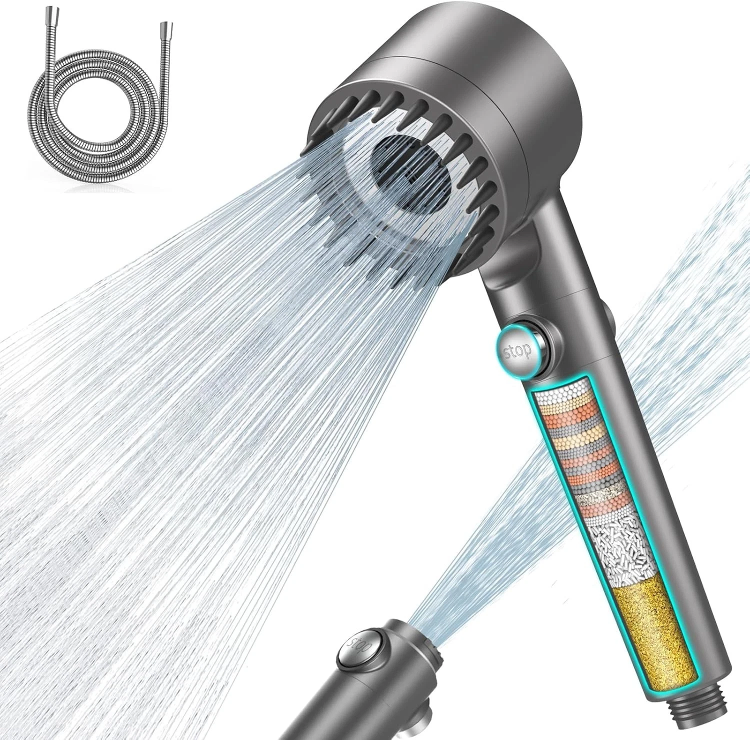 MEKO Hard Water Filter Shower Head with 15 Stage Filter, 3+1 Spray Jet Modes