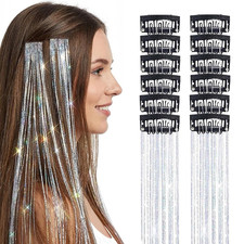12 Stück Hair Tinsel, Glitzer Haarsträhnen ...