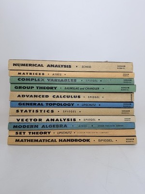 Vintage Lot of 11 Schaum's Outline Series Mixed Theory & Problems Math PB- Good