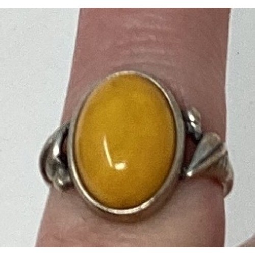 Oval Amber Sterling Silver Ring Statement Cocktai… - image 3