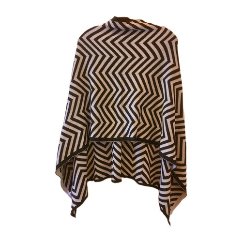Kendall & James Cardishawl Knit Poncho Zig Zag Black Gray Sparkle One Size - Picture 2 of 8