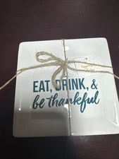 Thankful IQ Accessories Set Of 2 Appetizer Ceramic Square Plates