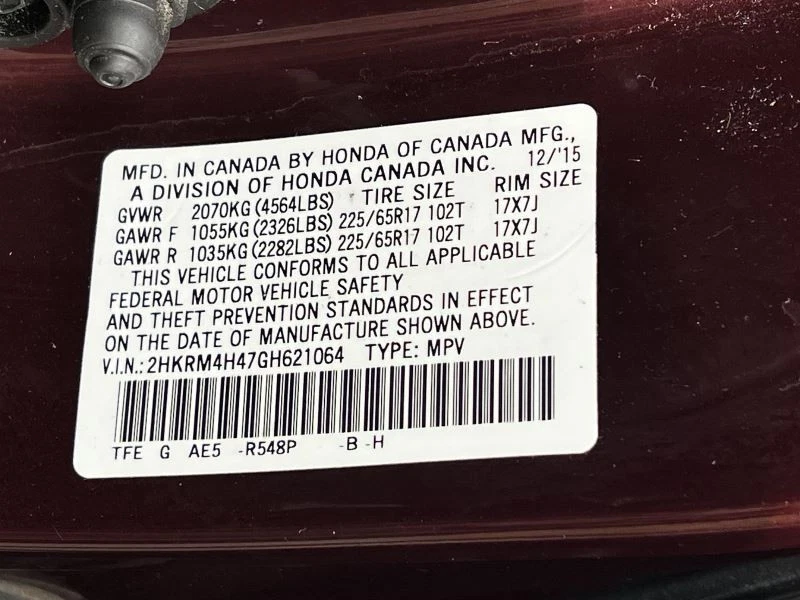 Honda CR-V 2015-2016 eje trasero izquierdo 2,4 L AWD 167 K -SE- 59333 Foto 4 de 4