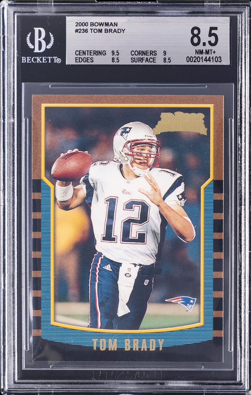 2000 BOWMAN #236 TOM BRADY BGS 8.5