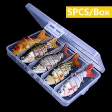 Lifelike swimbait crankbait fishing lures 5 pack lot tackle box multi jointed