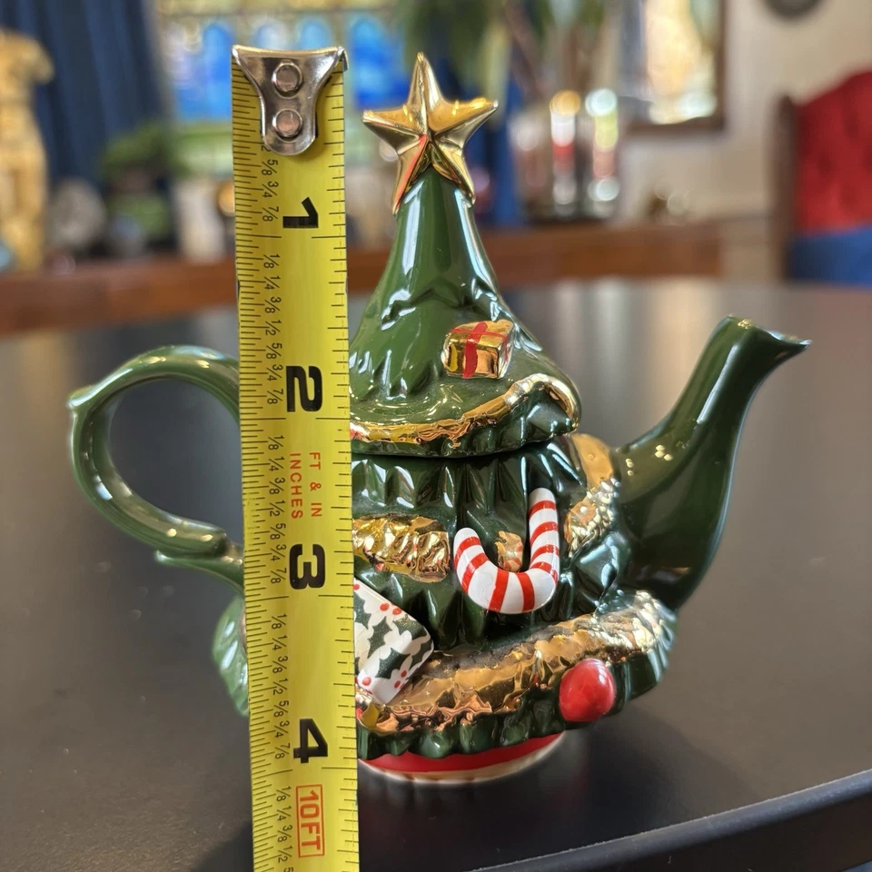 Paul Cardew Design Mini Teapot Christmas Tree with Candy Canes & Gifts England - Image 4 of 4