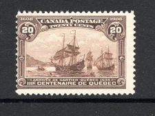 (049)     Canada 1908 Quebec Tercentenary 20c. Dull Brown SG195 VLM/Mint