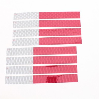 8pc Peterson 465K High Bright Red White Reflective Marker Tape 2''x18'' Adhesive