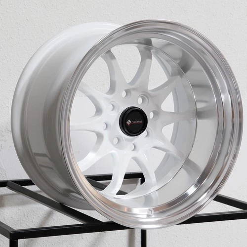 15x8/15x9 Vors TR3 4x100/4x114.3 0/0 White Wheels Rims Set(4) 73.1