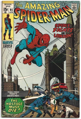 🕸️AMAZING SPIDER-MAN #95*MARVEL COMICS 1971*ROMITA*SPIDEY FIGHTS IN LONDON*FN+