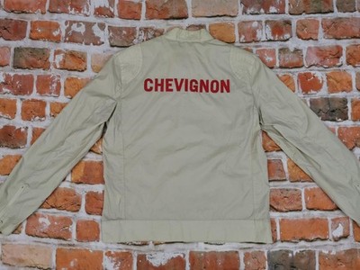 CHEVIGNON 1957 BIKER RAIN WIND VINTAGE JACKET BEIGE BLOCK FONT SIZE: M TIP TOP
