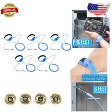 Secure 5-Pack Blue Anti-Static Wrist Strap, Adjustable ESD Grounding for Your PC