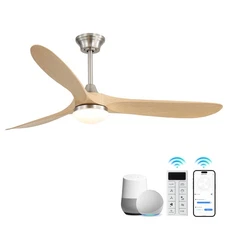 Nickel Smart 60in Ceiling Fan w/ Amazon Speaker and Alexa,Reversible,Lights,APP.