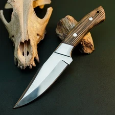 Gift-Ready 9" Damascus / Steel Knife Full Tang Hunt it Hunt + Leather Sheath