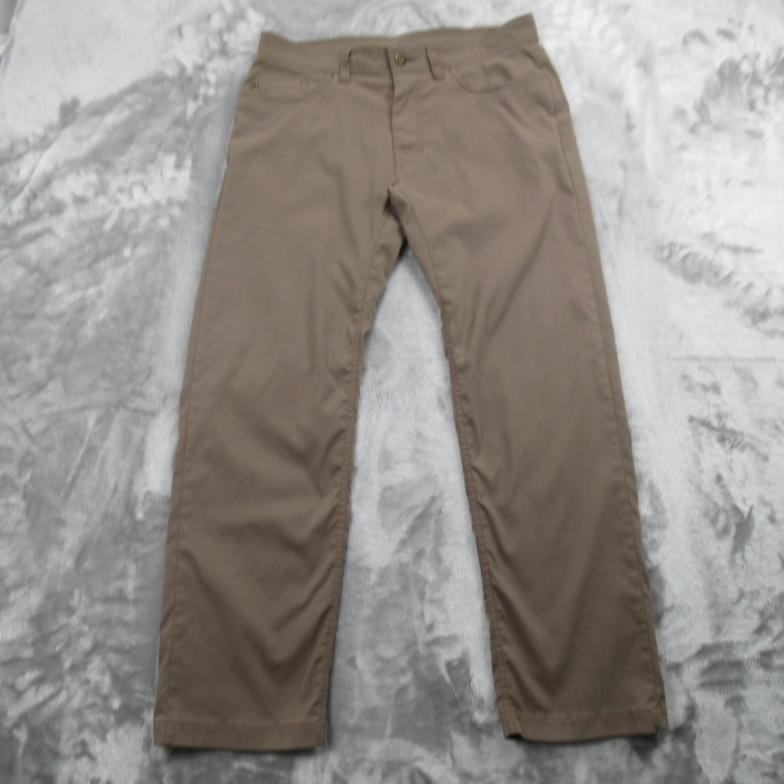 PrAna Brion Pants Mens 32x30 Brown Nylon Slim Fit Stretch Hiking Outdoor Casual