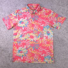 Chubbies Polo Mens Small Shirt Floral Short Sleeve Stretch Collared Colorful EUC