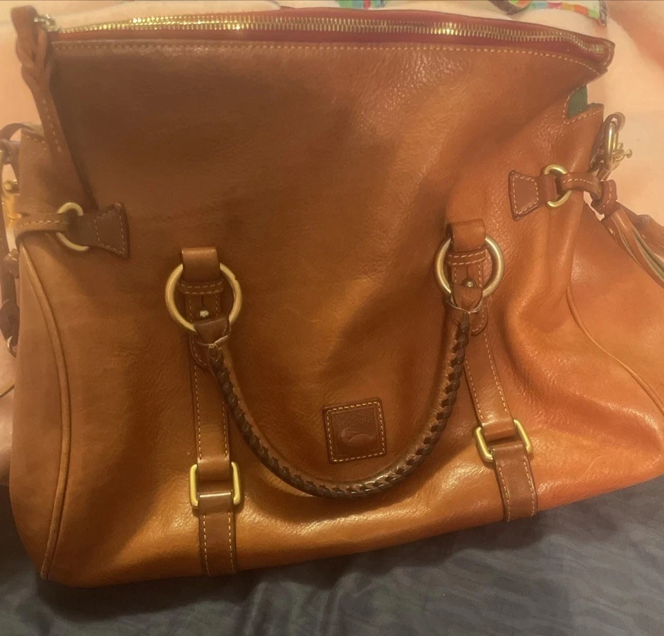 Vtg Dooney Bourke Florentine Satchel Italian Leather Brown Handbag Crossbody - Image 3 of 4