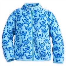 Disney Store Stitch Fleece Jacket Girls Lilo  Stitch Blue Allover Print Sz 5/6