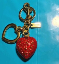 Coach Red Heart Triple Stamped Logo Keychain New Without Tag