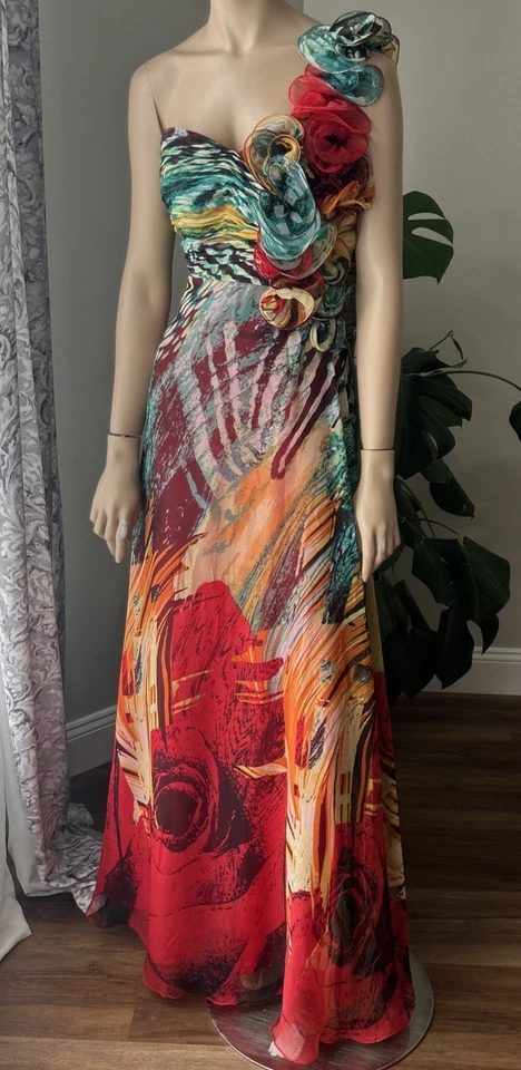 Y2K Cinderella Colorful Fairy Silky Prom Dress Maxi Gown Babydoll Formal Sz 10 - Image 2 of 4