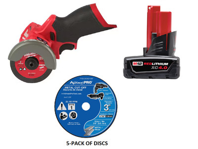 New Milwaukee 2522-20 M12 12 Volt FUEL 3'' Compact Cut Off Tool,Discs & 4 a/h Bat