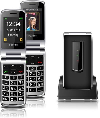 Bea-fon SL495 LTE Schwarz Klapphandy Senioren 16 GB SOS-Funktion Ladeschale 2,4''