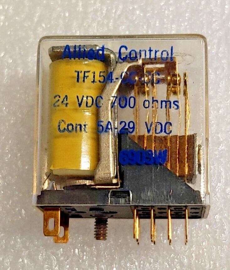 RELAY ALLIED CONTROL TF154-CC-CC-24VDC 700 OHM 4PDT 5A-29VDC NOS with SOCKET - Image 2 of 4