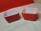 Vintage Pyrex Set Of 1 Red & 1 Orange Refrigerator Dishes 501-B  NO LIDS