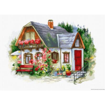 Luca-S Kreuzstich Set ''Wunderschönes Landhaus'', Zählmuster, 34x24cm