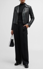 Vince Classic Leather Jacket Black Size S 200101 New With $1,295 Tags