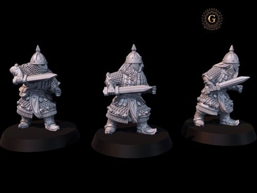 Zwergkrieger Schwerter, Turmschilde X4 28mm Fantasy Wargames & Diorama Miniatur - Bild 3 von 7