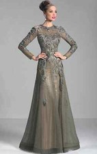 Long Sleeves Mother Of The Bride Dresses A-line Tulle Appliques Lace Plus Size