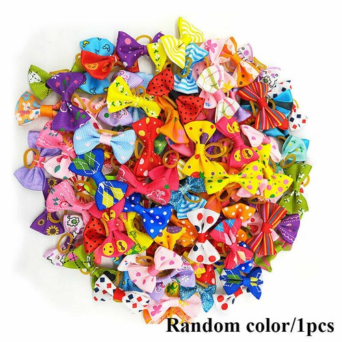 Pet Hair Bow Head Dog Puppy Rubber Band Cat Flower Bowknot Hairpin Head Decor US - Picture 12 of 17