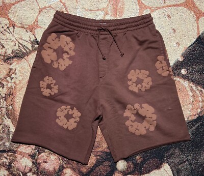Denim Tears Mono Cotton Wreath Sweat Shorts Brown Size Medium Brand New