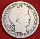 1912 Barber Half Dollar 90% Silver Coin Circulated BH575
