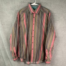 Robert Graham Dress Shirt Men  s Large Cuff Button Up Vertical Striped Pattern