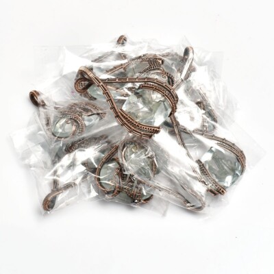 Pendentif Topaze Blanche - Fait Main En Fil De Cuivre - Bijou Antique - Inde
