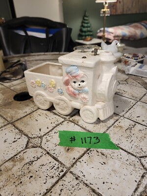 Vintage Japan Ceramic Train With Music Box Working Dog Conducting